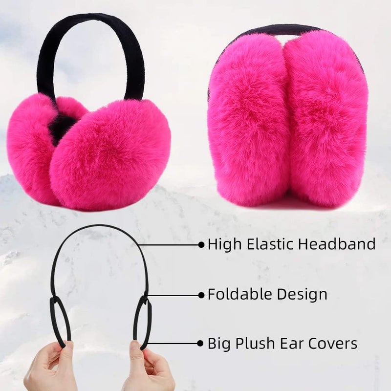 Peecabe Winter Women Earmuffs Faux Fur Girls Ear muffs Warm Unisex Kids Ear Covers Foldable Outdoor Boy Ear Warmers for Women - Image 2
